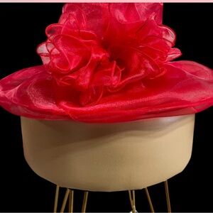 Elegant Red Organza Women's Hat